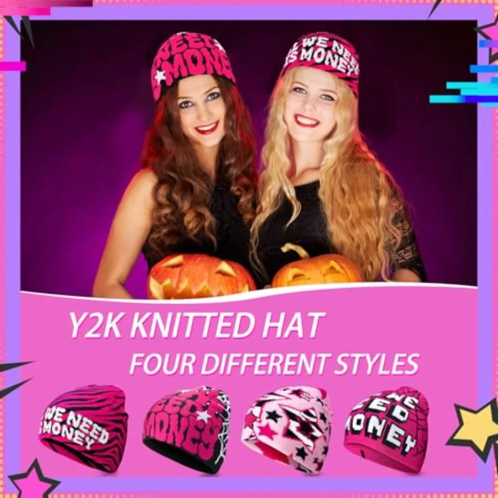 Y2K Spider Web Beanie Set Acrylic Knit Unisex Streetwear Casual Hats_5